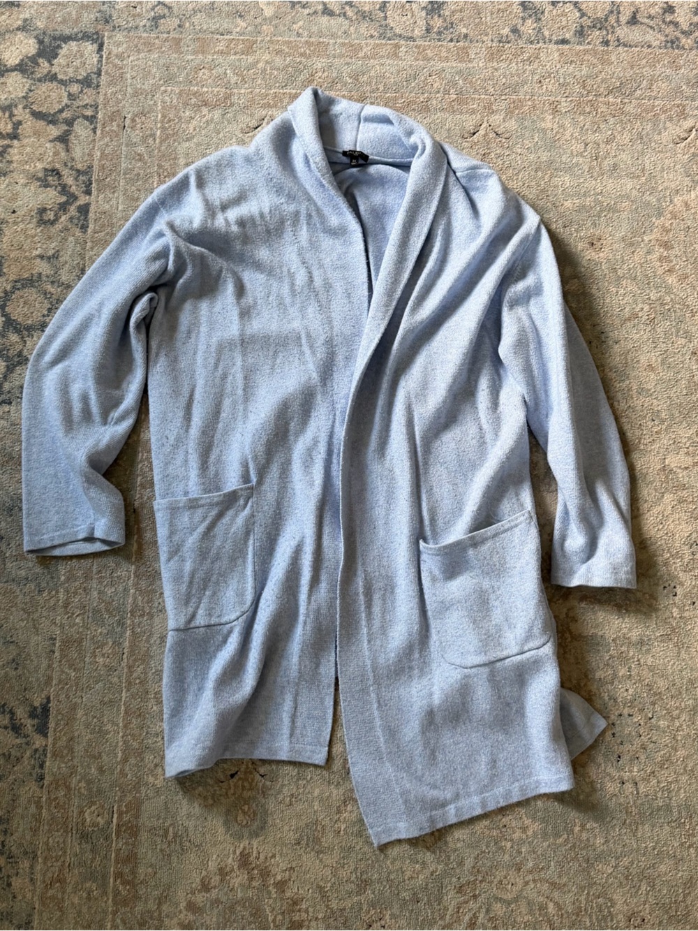 Talbots 3x sweater Pale Blue Open-Front Cozy Cardigan